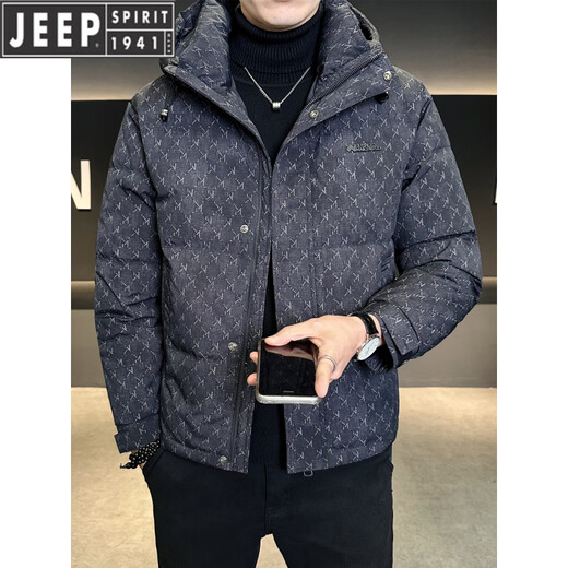 JEEP Мужской пуховик Jeep с капюшоном, новинка 2026 года, зимняя высококачественная утолщенная морозостойкая одежда с принтом, теплая мужская куртка, модный зеленый L