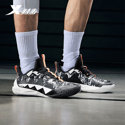 Xtep Basketball Shoes Counterattack 5th Generation Men's 2026 New Shock Absorbing Anti-Slip Professional Practical Sneakers 974119120002 Black/Classic White 40