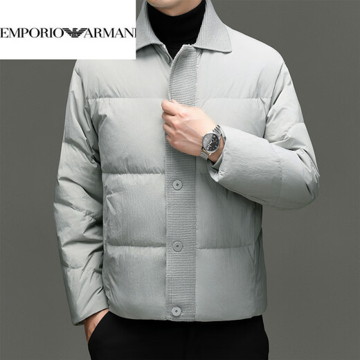EMPORIO ARMANI Armani Down Jacket Men's Light Luxury Lapel Dad Clothes Trendy Simple Short Autumn and Winter Style New National Standard 90 Down Jacket Black M 170