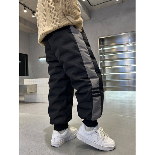 HAL.DUCK boys' down pants 2026 new autumn and winter children's one pair of winter thickened and warm boys' winter big children's cotton pants black 140 cm