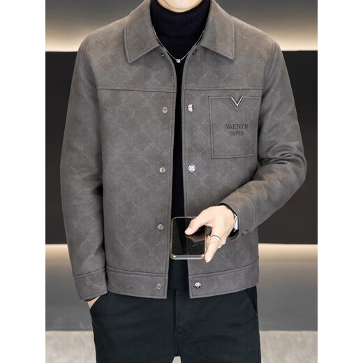 KBXNG Jinba шерстяной пуховик мужской зимний модный универсальный красивый темный узор куртка с лацканами с принтом теплая утепленная куртка черного цвета 2XL от 150 до 165Jin Jin равен 0,5 кг