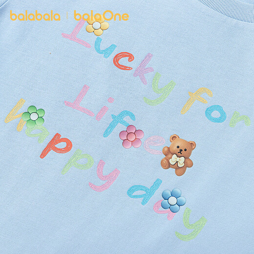 BALABALA children's clothing girls short-sleeved T-shirt children's 2026 new summer clothing big children's moisture-absorbent quick-drying tops fashionable pink blue 80016 110