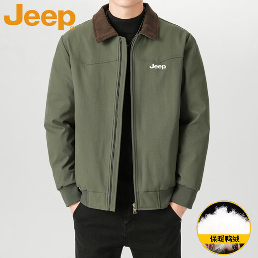 JEEP Jeep Down Jacket Men's Winter Lapel Warm Down Jacket Outdoor Leisure Warm Jacket Black L