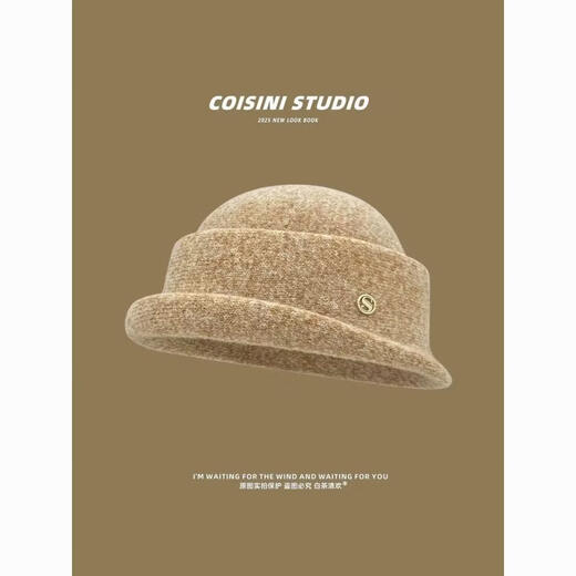 2025 New Hepburn Style High Quality Thousand Gold Hat Fisherman Hat Women's Autumn and Winter Temperament Versatile Elegant Basin Hat Trend Thousand Gold S Standard - Beige m (56-58cm)