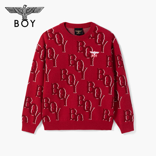 BOY LONDON New Year Pomegranate Red Contrast Letters Pullover 2026 Spring New Sweater N60000 Red L