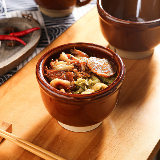 Shantou Lincun ceramic mortar, garlic mortar, medicine jar grinder, vegetable bowl, pepper, eggplant, preserved egg, pig's trotters, rice bowl with hammer and no handle - small mortar