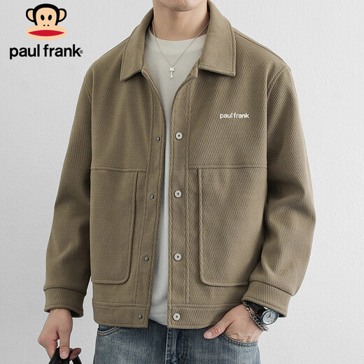Paul Frank Jacket Men's Winter Season Casual Lapel Jacket Men's Advanced Loose Light Luxury Men's Top Beige XL