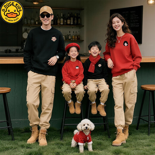 G.duck's unique parent-child clothing hits the streets. A family of three and four plus velvet sweatshirts for the whole family. Mother and daughter autumn and winter clothing. Hot sale velvet gray and purple combination 165 Mom S