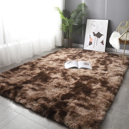 Fantasy thickened carpet, bedroom bedside blanket, living room coffee table blanket, room full cushion, plush sofa balcony non-slip floor mat, coffee color, newly upgraded thickened version, 100x160 cm, soft and delicate fluff, soft to the feet.