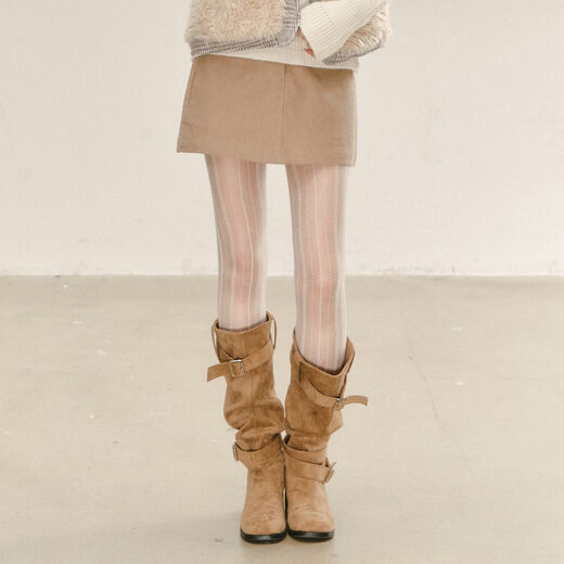 ELEVEN SLEEP apricot sweater bottoming shirt for women winter wear Korean high-end warm top khaki skirt M