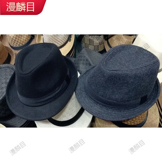 Manlin head hat for men, middle-aged and elderly, middle-aged, small gray woolen British jazz hat, elderly gentleman hat M (56-58cm dark gray