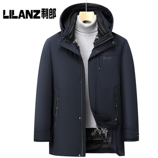 利郎新款羽绒服可拆帽高品质男士冬装外套加厚商务休闲保暖羽绒衣御寒 黑色 XL