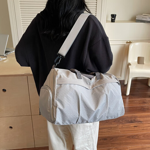Nanmu Xiong Travel Bag Women's Sports Fitness Bag Large Capacity Portable Fashionable Dry and Wet Separation Short-distance Travel Storage Luggage Bag Men Gray
