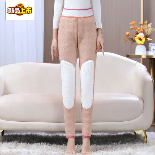 Chujing New Women's German Velvet Knee Pads Warm Pants Mom High Waist Plus Velvet Thickened Cotton Pants Large Size Solid Color Leggings Purple German Velvet Rabbit Fur Knee Pads S Small Recommended 90-115 Jin Jin is equal to 0.5 kg to wear