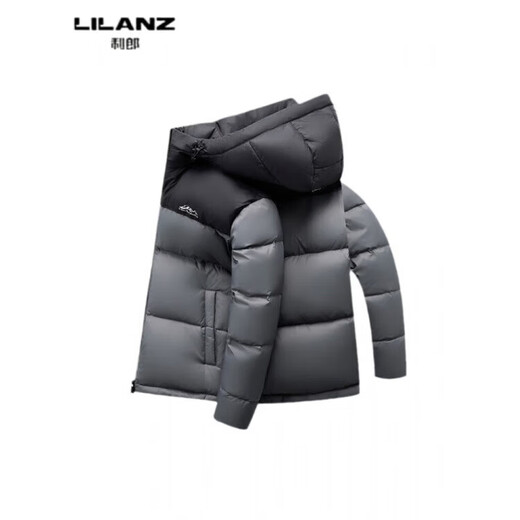 LILANZ winter new 90 duck down men's hooded down jacket color matching warm thickened fashionable down jacket for men black 14XL (190)