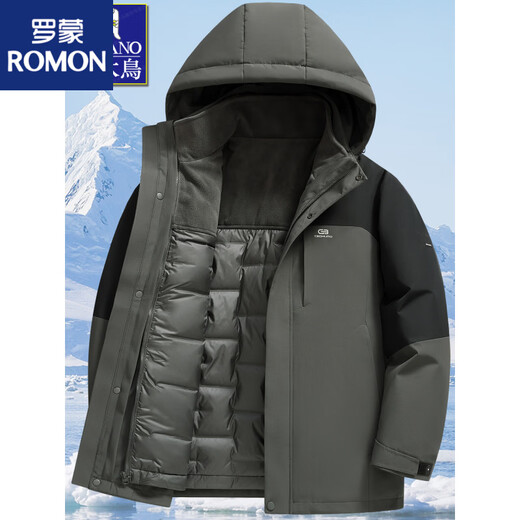 ROMON штурмовой пуховик три в одном, мужской зимний пуховик 2025 года, новый стиль, съемная подкладка, одежда с цветными блоками для холодной погоды, бежевый M 170