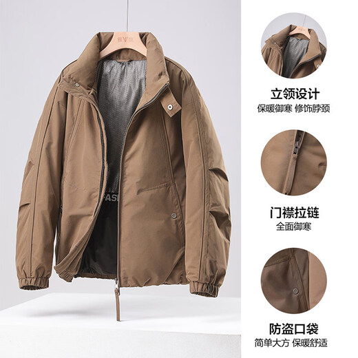 Yalu Fast-heating Graphene Stand Collar Windproof Down Jacket Couple Wide Version American Mountain Coldproof Zipper Short Jacket Black 2XL Recommended 140-160Jin Jin is equal to 0.5 kg