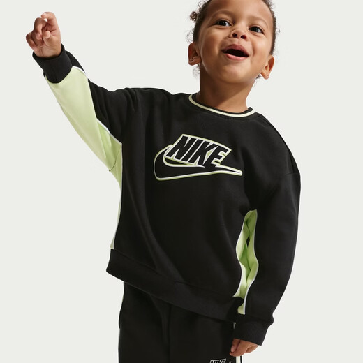 Nike Infant French Terry Contrast Color Round Neck Top and Pants Set Spring New Boys NIKE IR7944 010 Black 100cm 3T