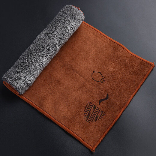 TIMECARE tea towel, suede tea towel, tea cloth, tea table towel, rag, Chinese absorbent pot towel, kung fu tea set accessories, custom Zen suede tea towel-brown