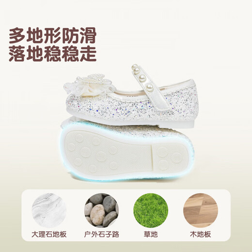 Inbemini girls' crystal shoes 2026 spring new bow versatile baby girl's performance princess shoes dream pink 22 inner length 13.9CM suitable for feet around 13.2CM