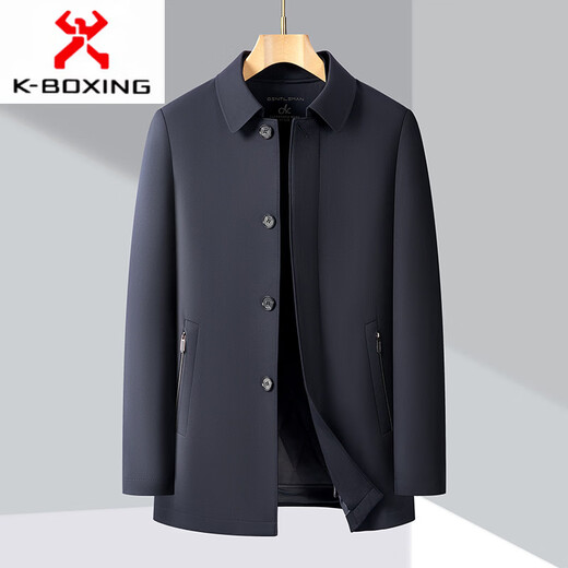 KBXNG Jinba business men's cotton padded coat, thickened and warm, removable liner cotton coat, winter new middle-aged and elderly dad's padded jacket 2352 Navy blue M 170/48