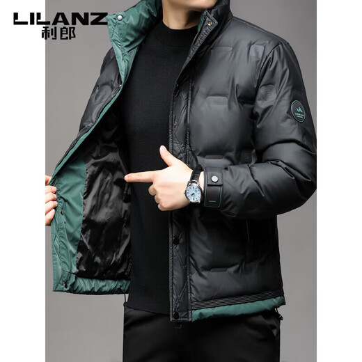 LILANZ Модный утепленный пуховик с воротником-стойкой, мужской повседневный повседневный зимний пуховик 2025 года, мягкая куртка черного цвета, M 165 Рекомендуется 80-95Jin Jin равен 0,5 кг