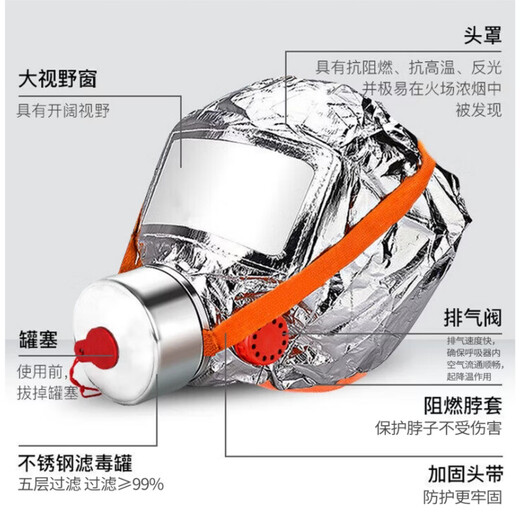 Hotels, shopping malls, fire masks, face shields, home escape, fire, smoke, and poison 3C certified respirators, national standard 3C smoke and fire masks, high-rise fire escape equipment