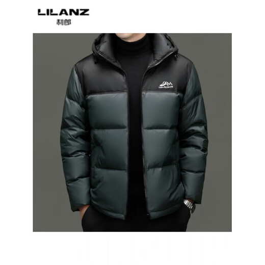 LILANZ winter new 90 duck down men's hooded down jacket color matching warm thickened fashionable down jacket for men black 14XL (190)