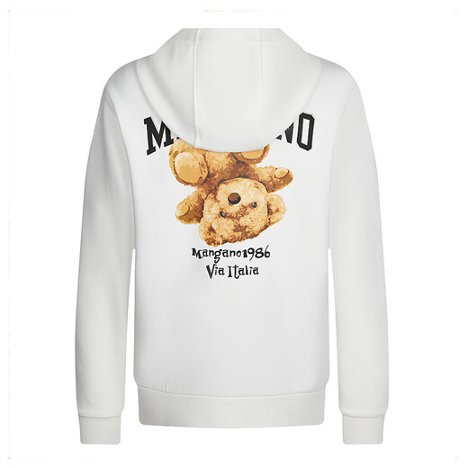MANGANO high-end brand men's sweatshirt fashion hooded long-sleeved T-shirt luxury men's pullover outer top men's jacket white (double-sided bear pattern) XL (180/100A)