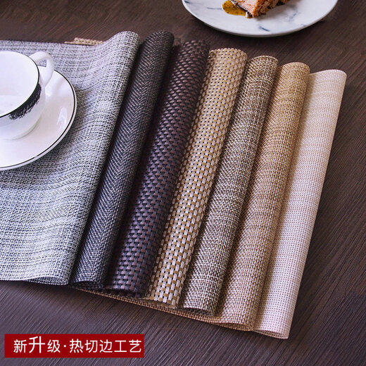 Tuojin imported high-quality simple placemats from Japan, imitation linen table mats, heat-insulating mats, bowl mats, Japanese-style Nordic tablecloth-feel Western placemats, green gold (Type A)