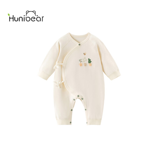 Happy Bear Baby Butterfly Clothes Baby Clothes Spring Jumpsuit Newborn Spring and Autumn Pure Cotton Monk Clothes Baby Boneless Belly Protector Time Notes - White 66cm