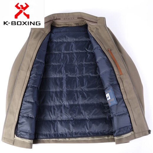 KBXNG Мужская пуховая куртка со съемной подкладкой и воротником-стойкой, зимняя новая деловая повседневная теплая одежда для среднего и пожилого возраста для папы 2299 Бордовый (съемная подкладка) M 170/48