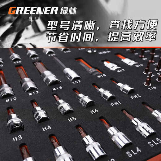 GREENER Socket Ratchet Wrench Combination Tool Set Cabinet Tool Car Repair Box Cart Lining Solution F06-236 Tool Solution (Contact customer service for discounts)