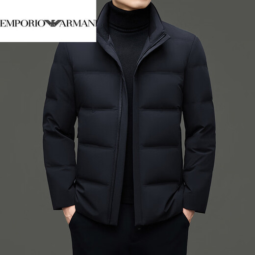 EMPORIO ARMANI Armani 2026, новый зимний стиль, мужская мода среднего возраста, повседневный свободный пуховик с воротником-стойкой, теплая куртка 108HBHY25956, черный M 170