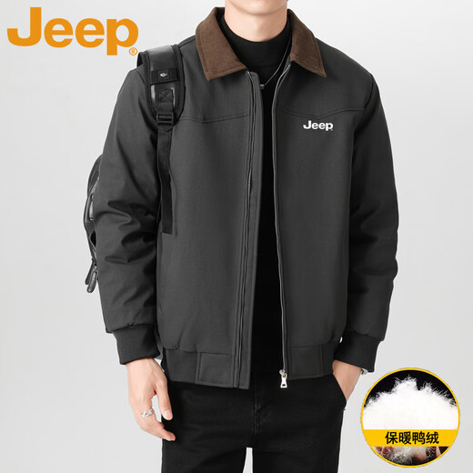 JEEP Jeep Down Jacket Men's Winter Lapel Warm Down Jacket Outdoor Leisure Warm Jacket Black L