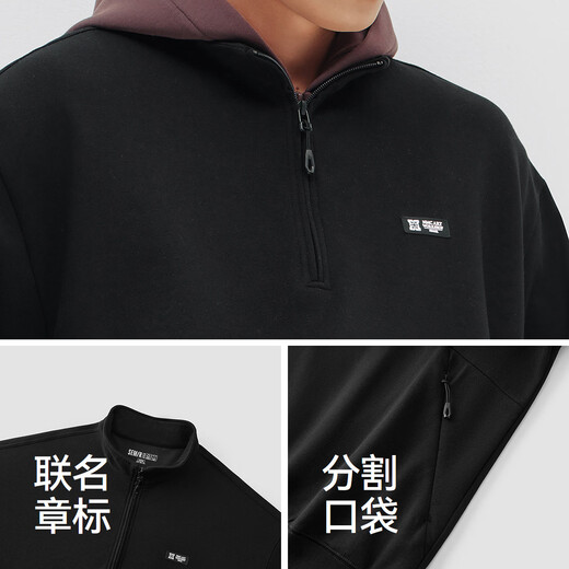 Semir Senrou | Shopping mall same style Guobo Yanyi joint series sweatshirt men's spring stand-up collar couple wear 2026 new black 90001 M
