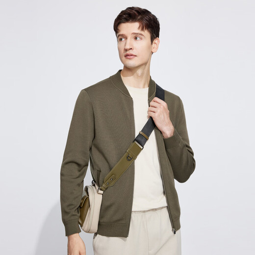 Langden Sheep Wool Blended Autumn and Winter Men's Wool Cardigan Jacket Thick Baseball Collar Knitted Top for Men