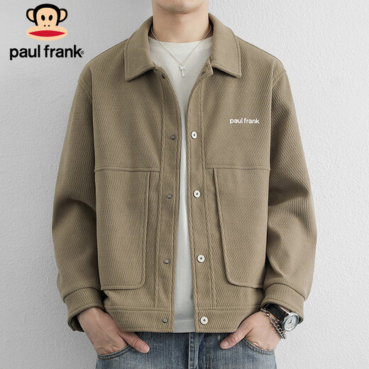 Paul Frank Jacket Men's Winter Season Casual Lapel Jacket Men's Advanced Loose Light Luxury Men's Top Beige XL