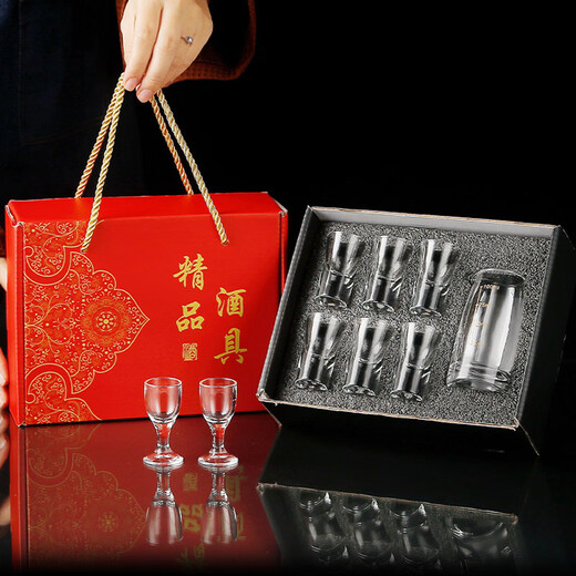 Tuojin German imported high-quality household liquor glass, one-cup wine divider, small spirit glass, wine set, gift box set, 80 pots + Qinglian cup, gift box set 1+6