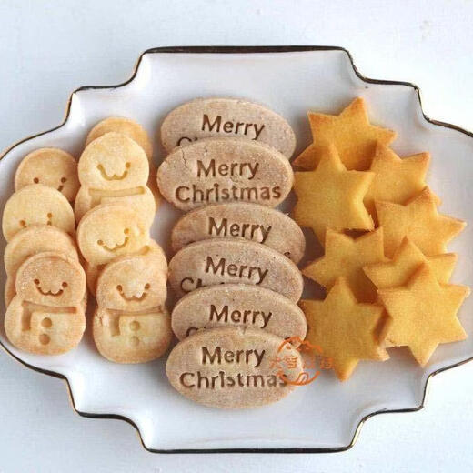 Fantasy Christmas Trumpet Snowman Cookie Mold English Merry Christmas Die Six-Pointed Star Cutting Mold Dessert Baking Tool Happy New Year Mold