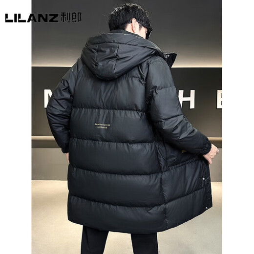 利郎（LILANZ）官方中长款羽绒服男高充绒量冬季加厚2025新款感大码极寒外套 黑-旗舰款 M 100-120斤