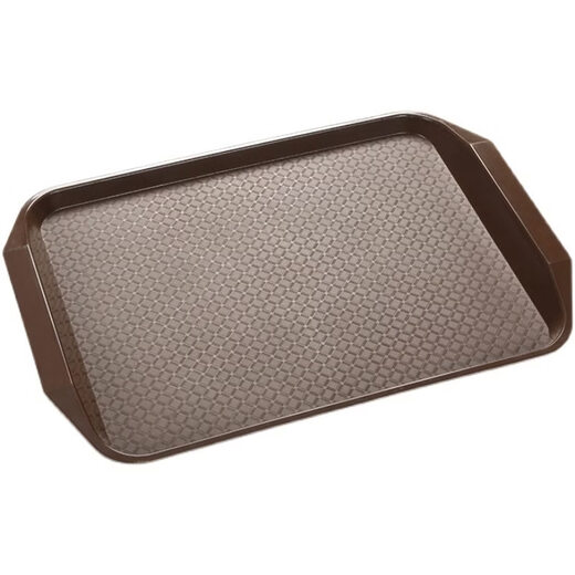 Tuojin rectangular plastic tray thickened non-slip commercial canteen fast food burger plate restaurant restaurant serving plate double ears - black large thickened non-slip style _10 pieces