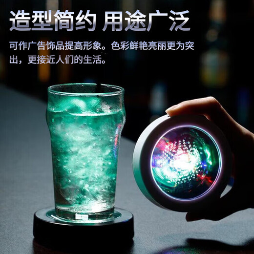 Mangong German quality luminous coasters led bar cocktail base light wine coaster bottom light luminous bartending base black model-white light (free battery) 2 pcs