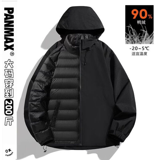 PANMAX2026 New Windproof and Coldproof Down Jacket Large Size American Thickened Three-in-One Warm Jacket Men's Black 2XL Recommended 150-165 Jin Jin equals 0.5 kg