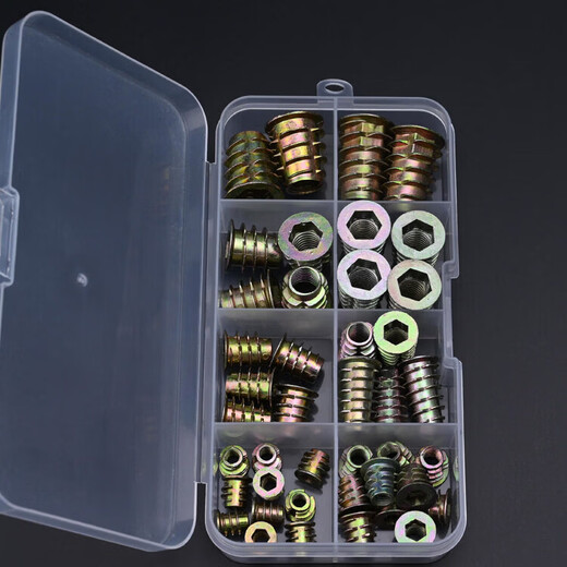 Xu Ding Furniture Nut Set Household Hardware Accessories Internal and External Thread Nuts Cross Hole Nut Combination Boxed Nuts Collection 304 Stainless Steel Internal and External Thread Nuts Boxed