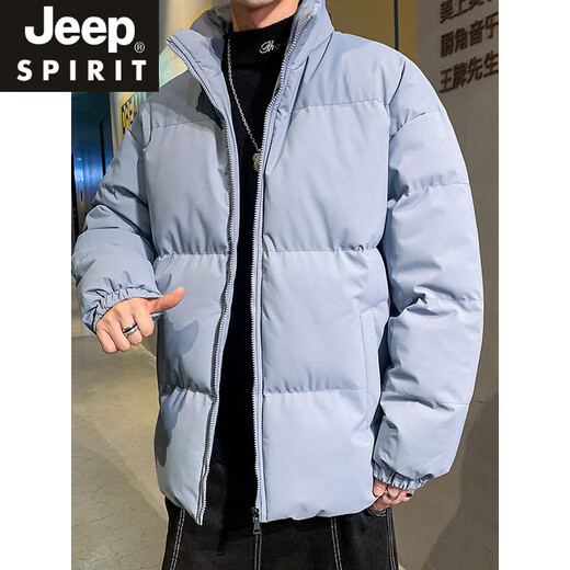 JEEP SPIRIT品牌羽绒服男冬季新款加厚保暖宽松立领潮羽绒服加大码情侣外套 米白色(WY2266) S
