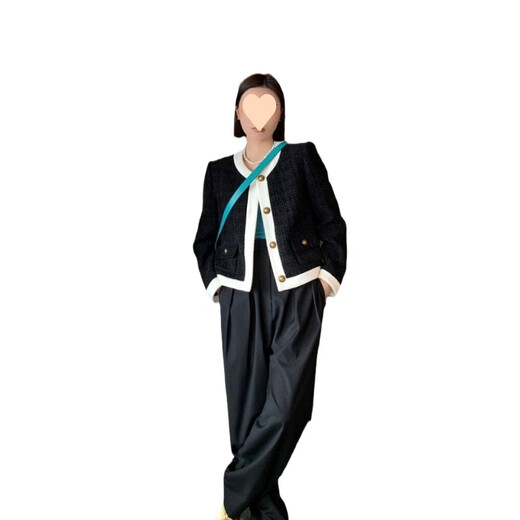 Xiaohongshu’s hot style Korean style elegant little jacket for women 2024 spring and autumn new style splicing design round neck white high quality model within S95 one size fits all