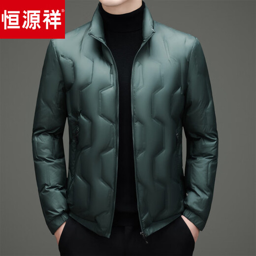 恒源祥轻薄高端男装羽绒服男短款2026冬季新款加厚保暖防寒冬装羽绒外套 蓝色 S 165