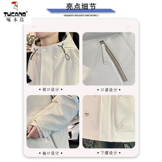 Мужской трехзащитный пуховик Woodpecker, зима 2025, новая рабочая куртка с капюшоном для мужчин и подростков, теплая и морозостойкая одежда для экстремальных холодов YRF5821, черный L, можно носить от 120 до 140 Джин Цзинь равен 0,5 кг.