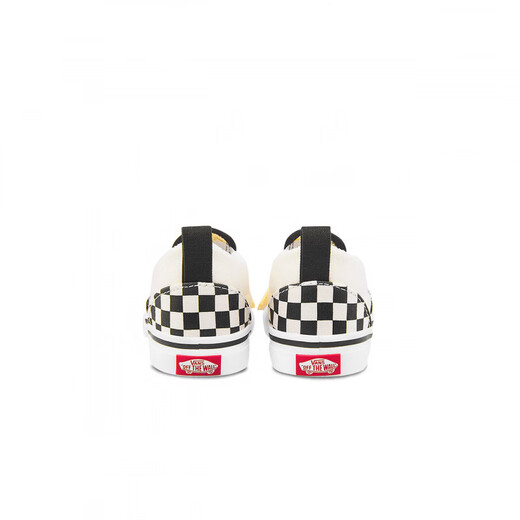 VANS children's shoes Slip-On V checkerboard Velcro comfortable one-leg children's canvas shoes black and white checkerboard 26.5 measured inner length 17cm